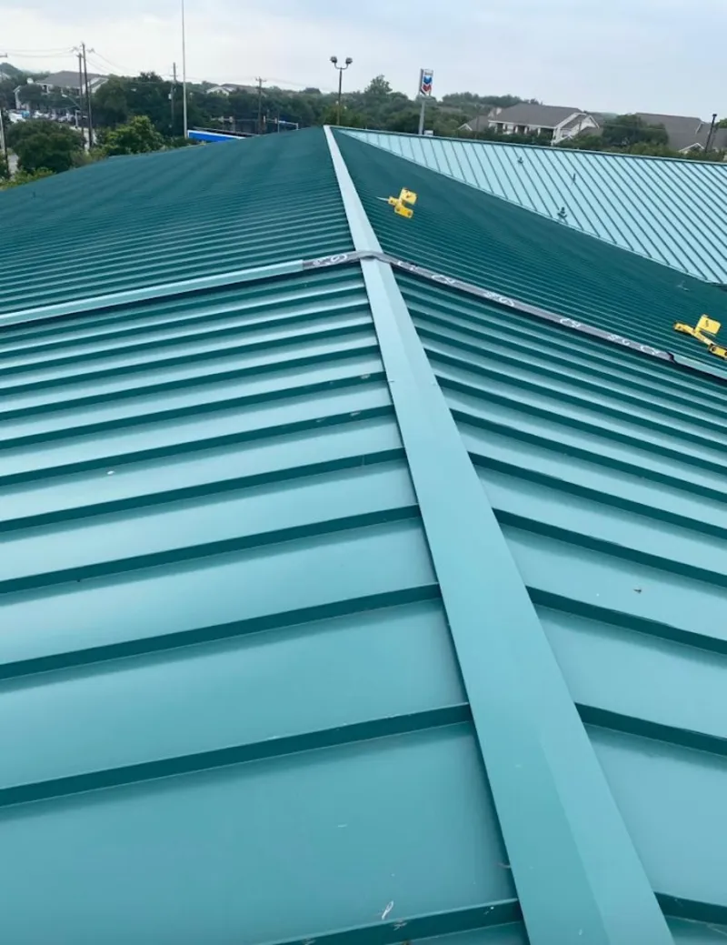 Green commercial metal roof ridge and valley for Metal Roof Repair in Sharon Hill